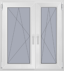Окно двухстворчатое с двумя активными створками в доме II-49